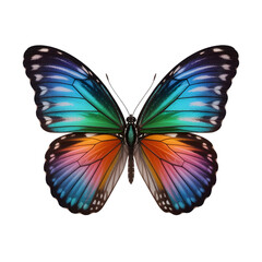 Obraz premium Vibrant Butterfly with Blue Green Orange and Pink Wings on a Transparent Background insect colorful isolated on a transparent background