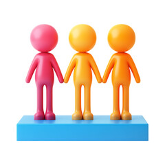 Teamwork 3D Render of Collaborative Figures against transparent background