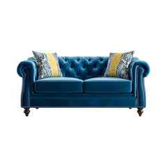 Luxury Teal Velvet Chesterfield Sofa Button Tufted Rolled Arms Living Room Furniture against transparent background