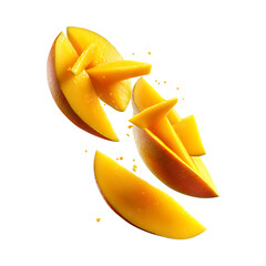 Juicy Mango Slices Vibrant Tropical Fruit Photo against transparent background