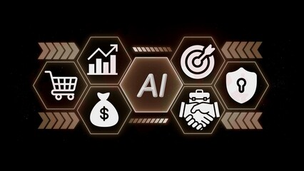A I technology icons for business and finance artificial intelligence