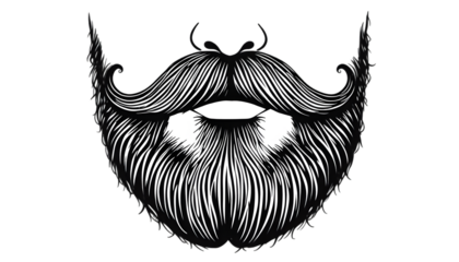 Illustration of a beard isolated on transparent background, a symbol of masculinity
