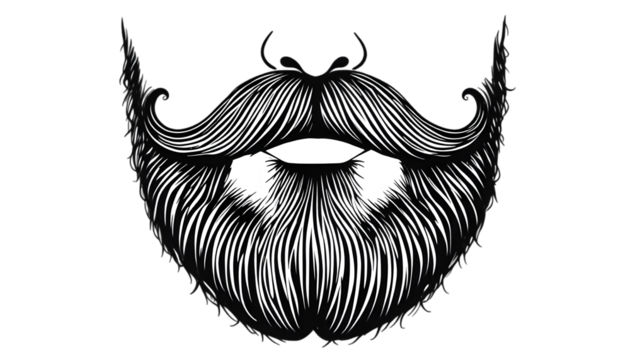 Illustration of a beard isolated on transparent background, a symbol of masculinity