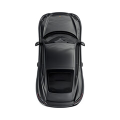 Luxury Sports Car Overhead View Black Vehicle Automotive Design Elegant Coupe TopDown Perspective against transparent background