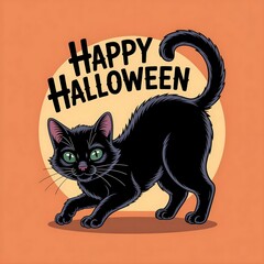 Black Cat with Full Moon &ndash; Happy Halloween Art