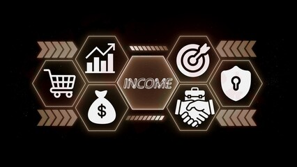 Income concept with business icons and arrows finance
