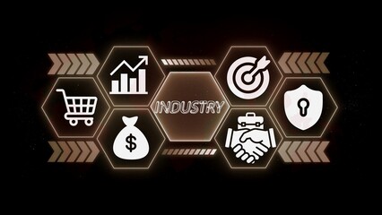 Industry icons with growth finance and security business