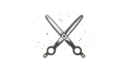 Detailed drawing of a pair of scissors isolated on transparent background