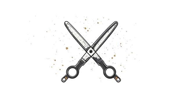 Detailed drawing of a pair of scissors isolated on transparent background