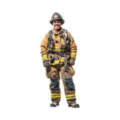 Firefighter in Full Gear Professional Uniform Safety Equipment Emergency Responder against transparent background