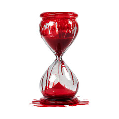 Bloody Hourglass Time Runs Out  Conceptual Art of Mortality and Passing Time against transparent background