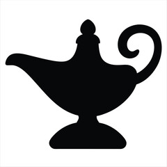 Silhouette image of a classic Genie Lamp for good luck and wishes