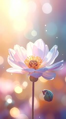 Elegant white flower with bokeh light effects