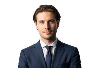 Handsome young businessman in suit portrait photography for professional use stock photo image, isolated on transparent background