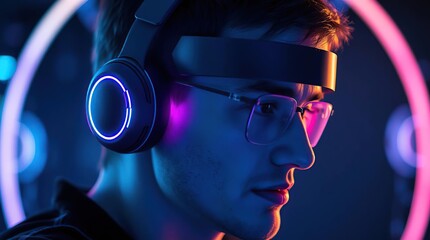 Gamer Neon Lights Profile Portrait.