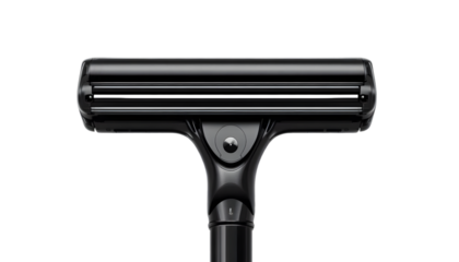 Closeup of a black leaf shave razor isolated on transparent background