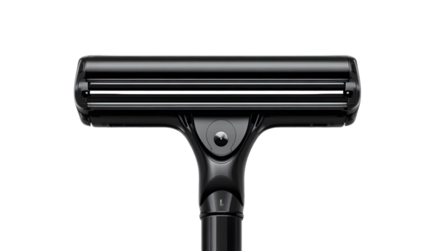Closeup of a black leaf shave razor isolated on transparent background