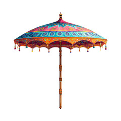 Vibrant Tropical Parasol Colorful Beach Umbrella Design against transparent background