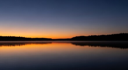 Obraz premium Sunrise colors reflected in calm lake water nature background