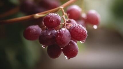 Red grapes with water droplets