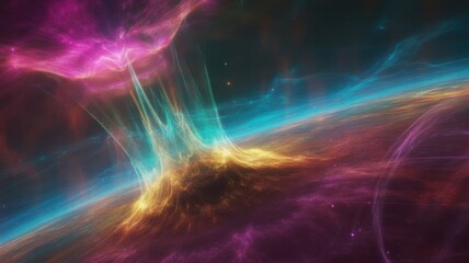 Vibrant Cosmic Nebula with Swirling Colors and Stars