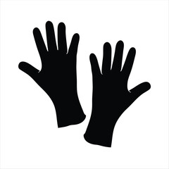 Obraz premium Black graphic silhouette of a pair of winter or work gloves