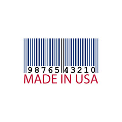 Barcode with numbers made in USA  isolated on white background