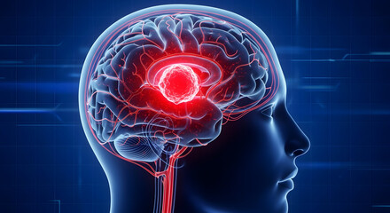 Brain Tumor Medical Illustration Scan Technology Healthcare Brain Disease Awareness Oncology Research Neurology Study Diagnosis Therapy Treatment