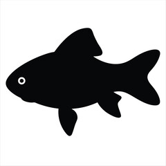 Fototapeta premium Simple black and white silhouette of a fish swimming in water