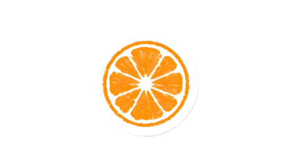 A stylized orange slice illustration isolated on transparent background, with a textured look