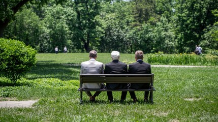 A serene moment captured as a graduate sits on a park bench, reminiscing with friends about their unforgettable journey while holding their diploma. The peaceful surroundings contrast with the joy of