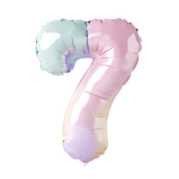 3D Rendered Gradient Balloon Number "7" in Pink and Blue