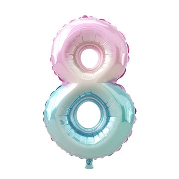 3D Rendered Gradient Balloon Number "8" in Pink and Blue