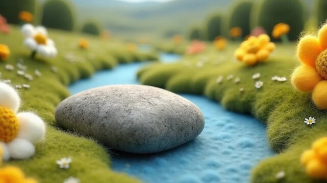 stones and flowers ind side of river