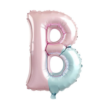 3D Rendered Gradient Foil Balloon Letter "B" in Pastel Colors