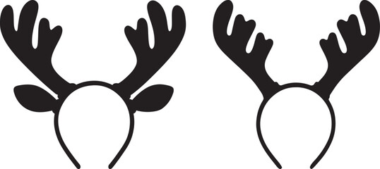 Two black reindeer antler headbands silhouette
