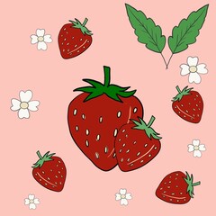 Strawberry cute seamless pattern for textile, fabrics and paper printing - seamless file