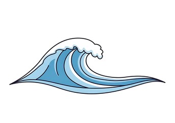 Stylized Ocean Wave Illustration with Foam and Blue Water