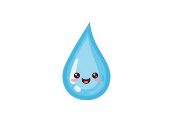 Smiling Water Drop Cartoon Illustration on White Background