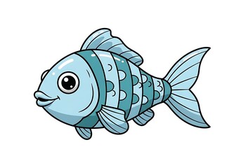 Cartoon Fish Swimming Smiling Aquatic Animal Illustration