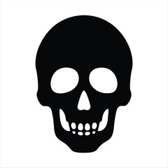 Minimalist Black Skull on White Background, symbolizing mortality and the unknown future