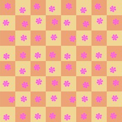 seamless pattern with flowers pastel checker - colorful check board seamless design