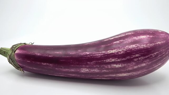 Close Up of Purple and White Striped Eggplant on White Background