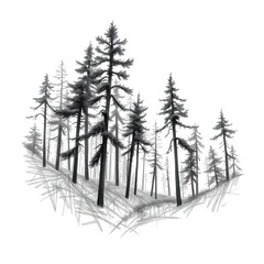 Monochrome Forest Illustration.