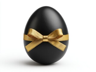 Elegant black egg with a gold ribbon bow, symbolizing luxury and celebration