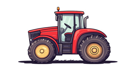 Red Road Roller Vehicle Illustration in a Colorful Environment