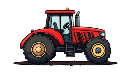 Dynamic Red Excavator Icon Illustration in Industrial Setting, Vector Art Concept for Machinery Design