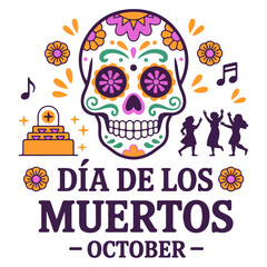 Día de los Muertos Festive Emblem

