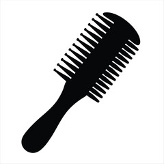 Stylized silhouette of a hairbrush with bristles on a white background