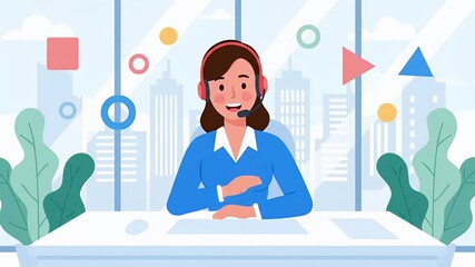 A creative team collaboration providing online solutions, this customer service 2d animation illustrates modern business support